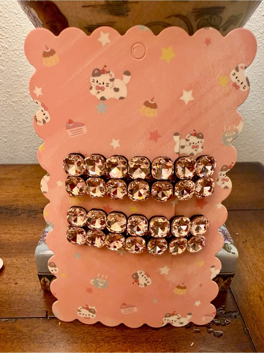 Pink BLING K9 Pink Crystal Barrette Hair Clips - Set of 2